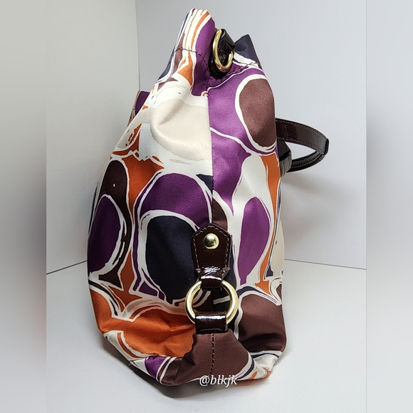 Coach Ashley Satin And Leather Satchel *Cream/Multi* EUC - Picture 5 of 16